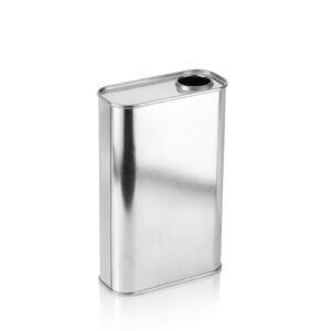 500ml õhuke kandiline värvita metallkanister 24 mm REL korgita
